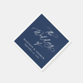 モダンエレガント書海軍結婚の スタンダードカクテルナプキン (角)