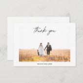モダンエレガント書結婚の写真 サンキューカード (正面/裏面)