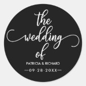 モダンエレガント書結婚は黒 ラウンドシール (正面)