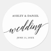 モダンエレガント書結婚封筒用シール ラウンドシール (正面)