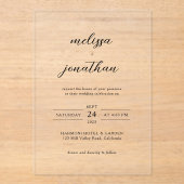 モダンエレガント書結婚跡 アクリル招待状 (正面)