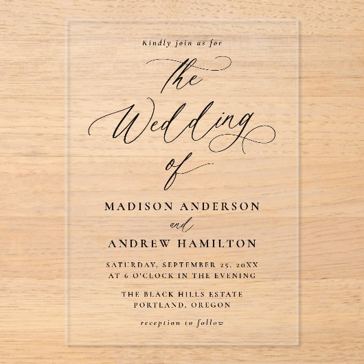 モダンエレガント書結婚類 アクリル招待状 (正面)