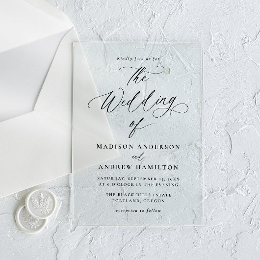 モダンエレガント書結婚類 アクリル招待状