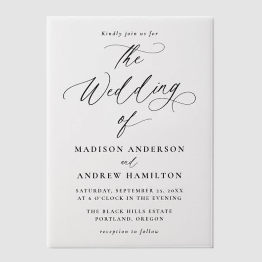 モダンエレガント書結婚類 ベラム紙招待状 (正面)