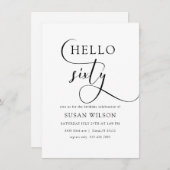 モダンエレガント書道Hello 60誕生日 招待状 (正面/裏面)