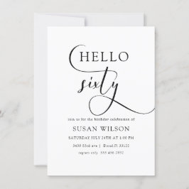 モダンエレガント書道Hello 60誕生日 招待状