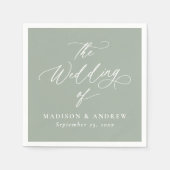 モダンエレガント書Sage Green結婚's スタンダードカクテルナプキン (正面)