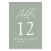 モダンエレガント書Sage Green結婚's テーブルナンバー (正面)