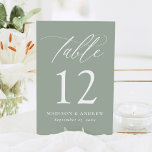 モダンエレガント書Sage Green結婚's テーブルナンバー<br><div class="desc">柔らかな緑の背景に優雅な白い書道を特色としエレガントて、私たちのテーブル番号カードであなたの結婚式のレセプションを高める。このモダン洗練されたデザインは新鮮で自然なtouchを加え、あなたはの春園の出来事や居心地の良い冬の結婚式など祝、どんな季節の結婚式にも最適である。あなたの愛を反映する意味結婚のある詳細を作成するためユニークにあなたの名前と日付で各カードをパーソナライズ。これらのテーブル番号カードは、スタイルと実用性をブレンドし、全体的な装飾を高めながら、ゲストを自分の席に案内する美しい方法を提供する。各テーブル番号をカートに追加して注文し、あなたは完了したらチェックアウト。</div>