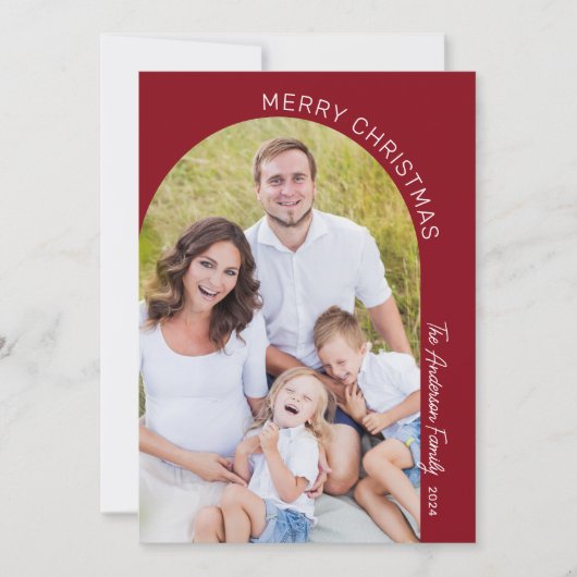 モダンエレガント月2日写真クリスマス シーズンカード (正面)