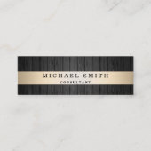 モダンエレガント木の背フェイク景金ゴールドストライプの スキニー名刺 (正面)