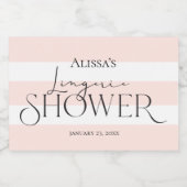 モダンエレガント桃と白ストライプ スパークリングワインラベル (シングルラベル)