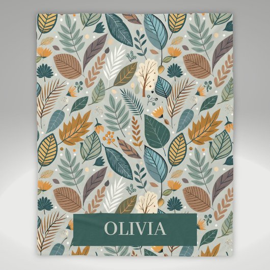 モダンエレガント植物体葉型 フリースブランケット