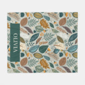 モダンエレガント植物体葉型 フリースブランケット (正面(横))