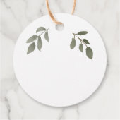 モダンエレガント水の色の葉結婚さん フェイバータグ (裏面)