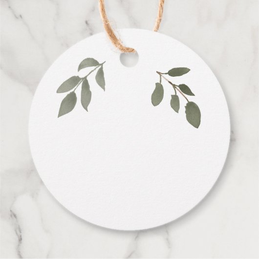 モダンエレガント水の色の葉結婚さん フェイバータグ (裏面)