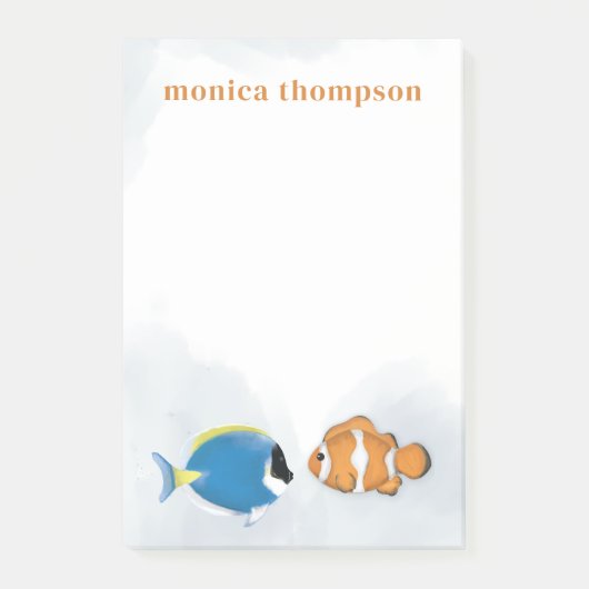 モダンエレガント水シンプル色の熱帯魚 ポストイット (正面)