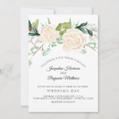 モダンエレガント水彩アート フローラル アイボリー ローズ 招待状 (正面)