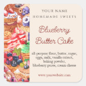 モダンエレガント水彩焼き菓子材料 スクエアシール (正面)