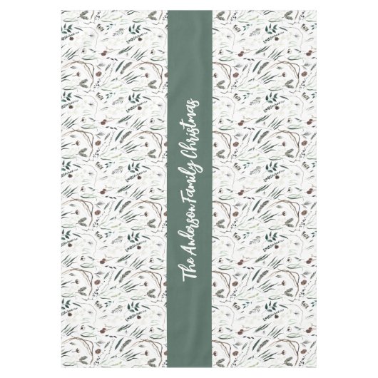 モダンエレガント水彩葉のセージへようこそ テーブルクロス (正面)