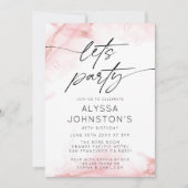 モダンエレガント水彩 Let's Party ブラッシュピンク 招待状 (正面)