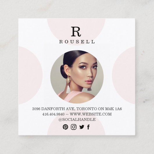 モダンエレガント水玉模様 スクエア名刺 (裏面)