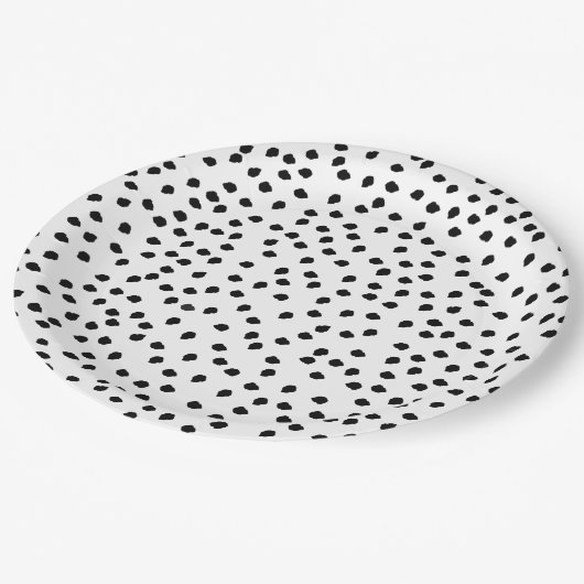 モダンエレガント水玉模様 ペーパープレート (アングル)