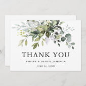モダンエレガント水結婚色 サンキューカード (正面/裏面)