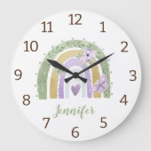 モダンエレガント水色のレボーパーソナライズされたウ ラージ壁時計 (正面)