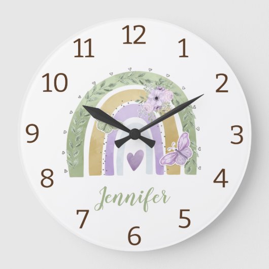 モダンエレガント水色のレボーパーソナライズされたウ ラージ壁時計 (正面)