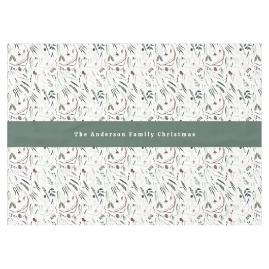 モダンエレガント水色の葉を歓迎 テーブルクロス (正面(横))