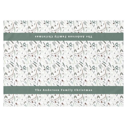 モダンエレガント水色の葉を歓迎 テーブルクロス (正面(横))