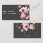 モダンエレガント水色フローラ 名刺 (正面/裏面)