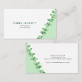 モダンエレガント水色ユーカリ 名刺 (正面/裏面)