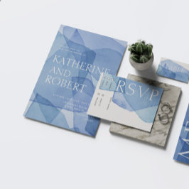 モダンエレガント水色結婚図形 招待状