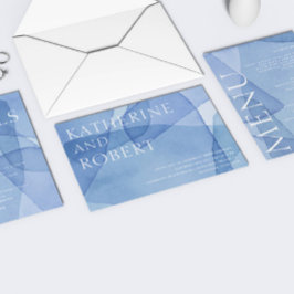 モダンエレガント水色結婚図形 招待状