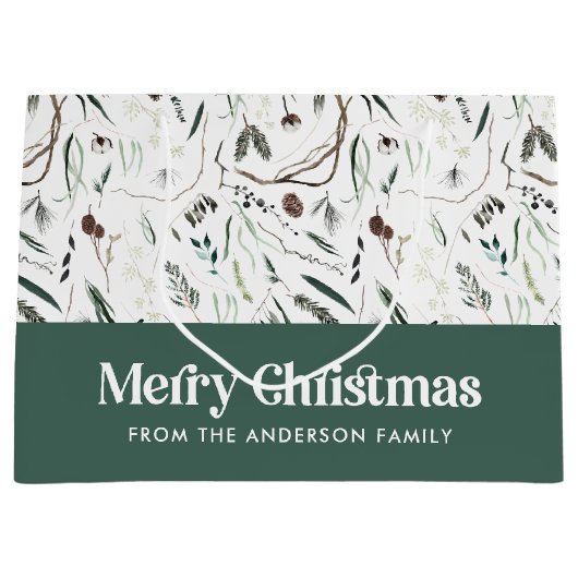 モダンエレガント水色 ラージペーパーバッグ (正面)