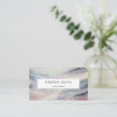 モダンエレガント灰色の水色抽象芸術波 名刺 (スタンド正面)