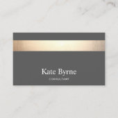 モダンエレガント炭グレー金ゴールドストライプ 名刺 (正面)