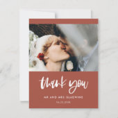 モダンエレガント焼き結婚レンガ写真 サンキューカード (正面)