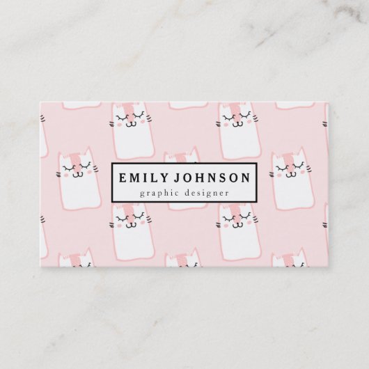 モダンエレガント猫のカスタマイズ型 名刺 (正面)
