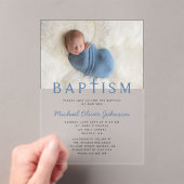 モダンエレガント男の子の洗礼 アクリル招待状 (インサイチュ (ポータブル))
