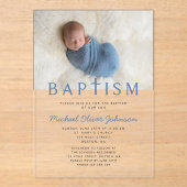 モダンエレガント男の子の洗礼 アクリル招待状 (正面)