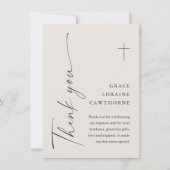 モダンエレガント男女兼用洗礼 サンキューカード (正面)