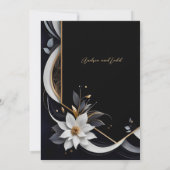 モダンエレガント白と金ゴールド結婚の 招待状 (裏面)