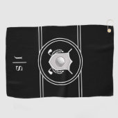 モダンエレガント白スタイリッシュモノグラムの ゴルフタオル (横)