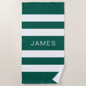 モダンエレガント白ストライプ文字のパターン名 ビーチタオル (正面)