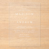 モダンエレガント白結婚文字 アクリル招待状 (正面)