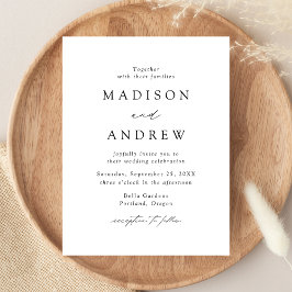 モダンエレガント白結婚色 インビテーションポストカード