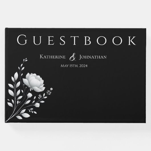 モダンエレガント白結婚色 ゲストブック (正面)